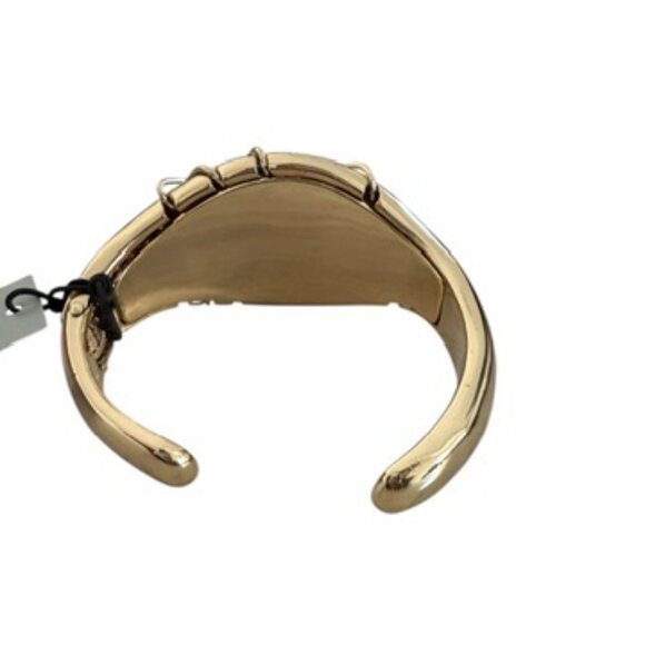 NWT Robert Lee Morris Soho Turquoise Stone Cuff Bracelet Gold Tone Wire - Picture 2 of 12